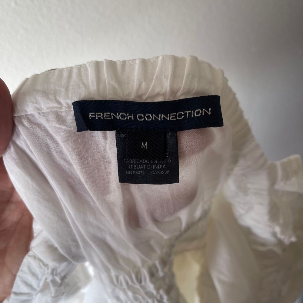 French Connection A-Line Gathered‎ White Cotton Mini Dress NWT - Picture 3 of 8